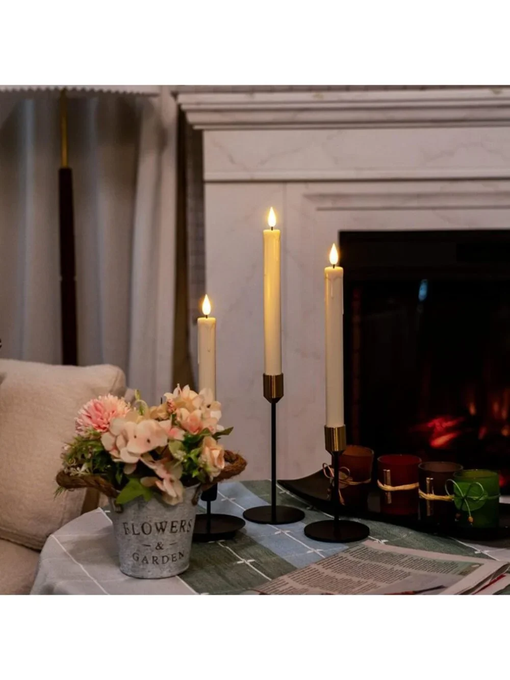 48 Pcs Flameless Taper Candles with Remote & Timer, Battery Operated LED Ivory